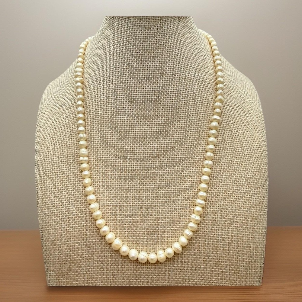 Vintage Cultured Freshwater Pearl Necklace 20" 5.7mm Push Button Clasp Strand
